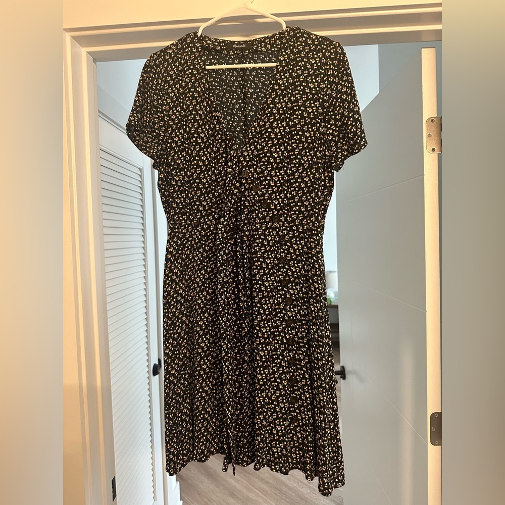 Madewell Black and White Floral Mini Dress